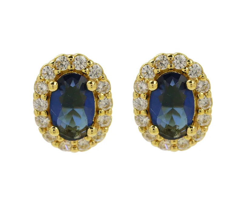 Birthstone Halo Stud Earrings