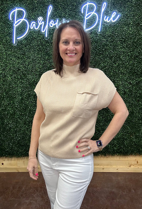 Ribbed Sweater with a Pocket- Available in 2 colors