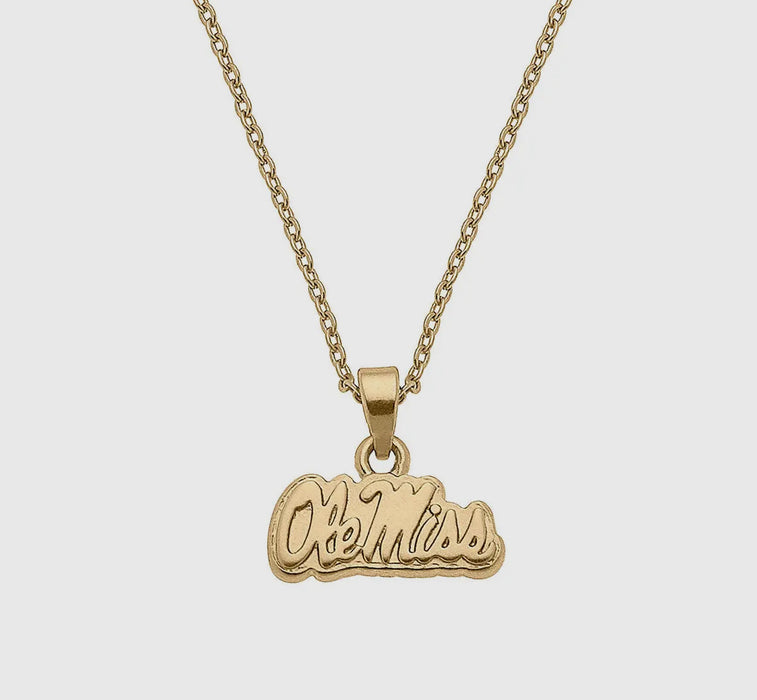 Ole Miss Logo Necklace.  24K Gold Plated by Canvas Style