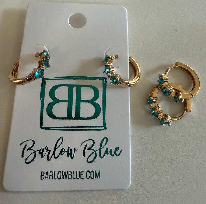 Dainty Gold Birthstone Hoop Earrings