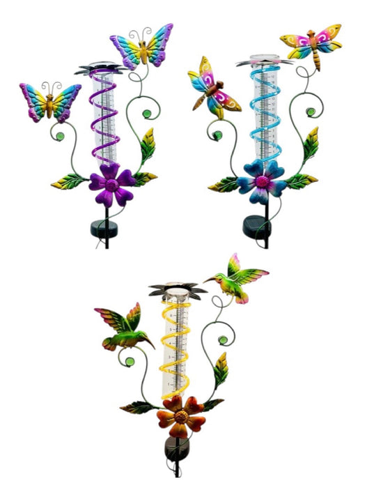 Solar Rain Gauge Dragonfly/Butterfly/Hummingbird Stakes 40"x12" ⚠️ Oversized Item.  Store Pick Up Only! No Shipping.