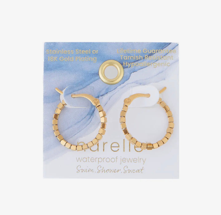 Narelle Waterproof Square Beaded Hoop Earrings - Gold