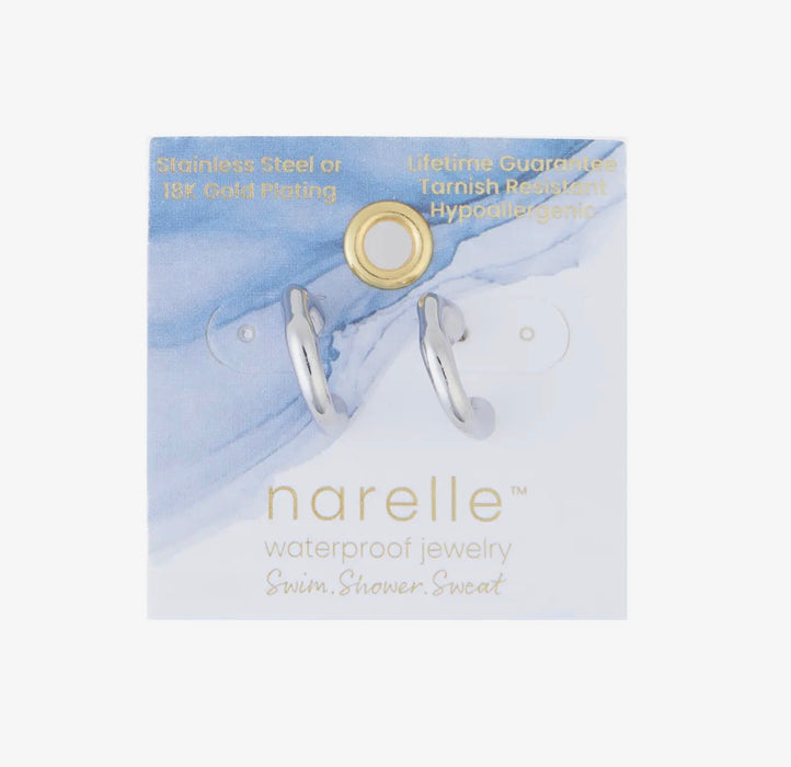 Narelle Waterproof Bamboo C-Hoop Earrings - Silver