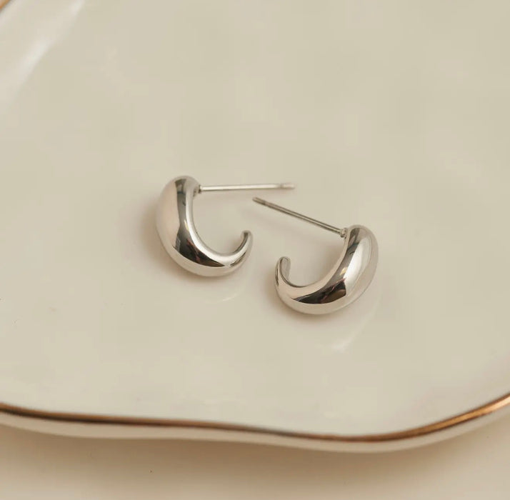 Narelle Waterproof Half Loop Hoop Earrings - Silver
