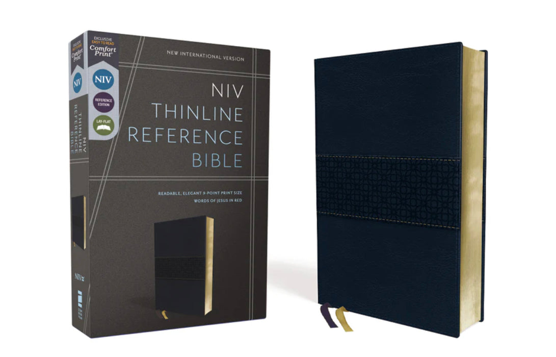NIV Thinline Reference Bible - Navy LeatherSoft; Comfort Print