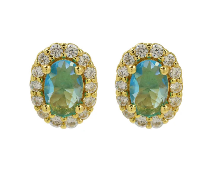 Birthstone Halo Stud Earrings
