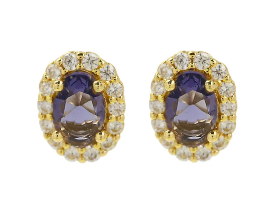 Birthstone Halo Stud Earrings