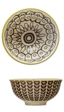 Stoneware Patterned Bowl - 4 Colors!