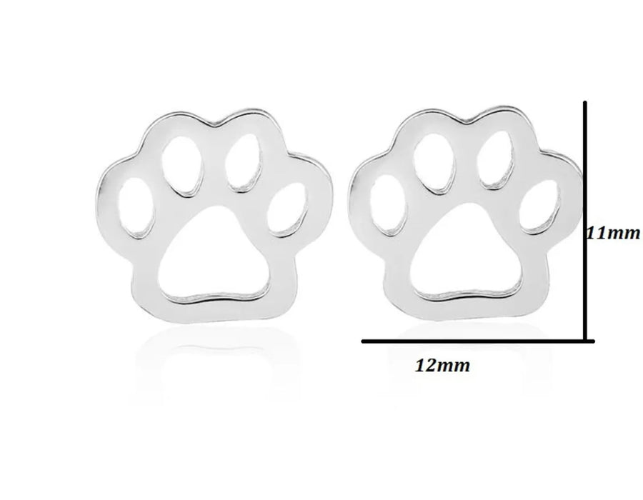 Open Paw Print Earrings. Available in Gold & Silver