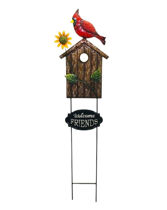 Welcome Friends Birdhouse Sign on Pole 44"x10".  ⚠️ Oversized Item.  Store Pick Up Only! No Shipping.