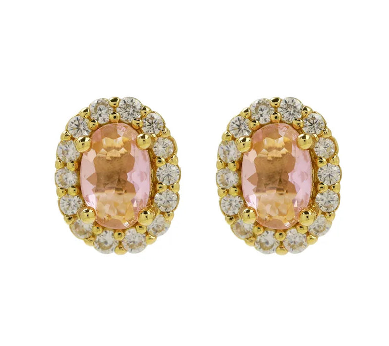 Birthstone Halo Stud Earrings