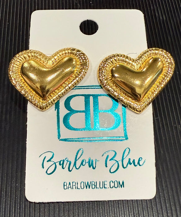 Golden Heart Statement Stainless Steel Earrings