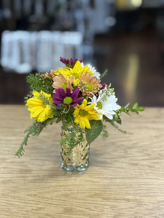 Sweet Grace Candle in a Round Gold Jar with Optional Flowers on Top