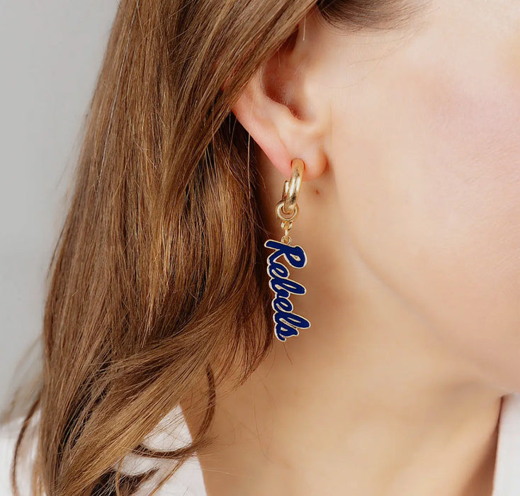 Ole Miss Rebels Enamel Drop Hoop Earrings