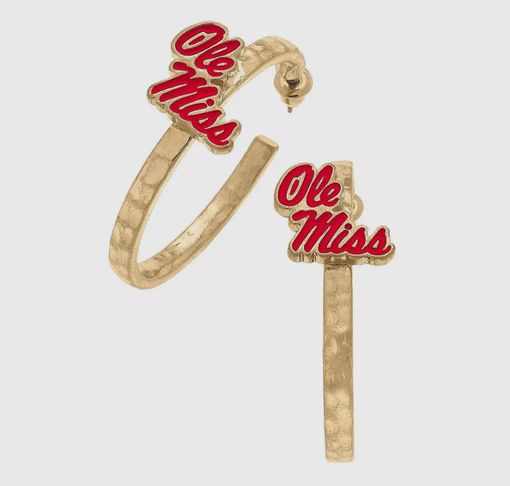 Ole Miss Rebels Enamel Logo Hoop Earrings