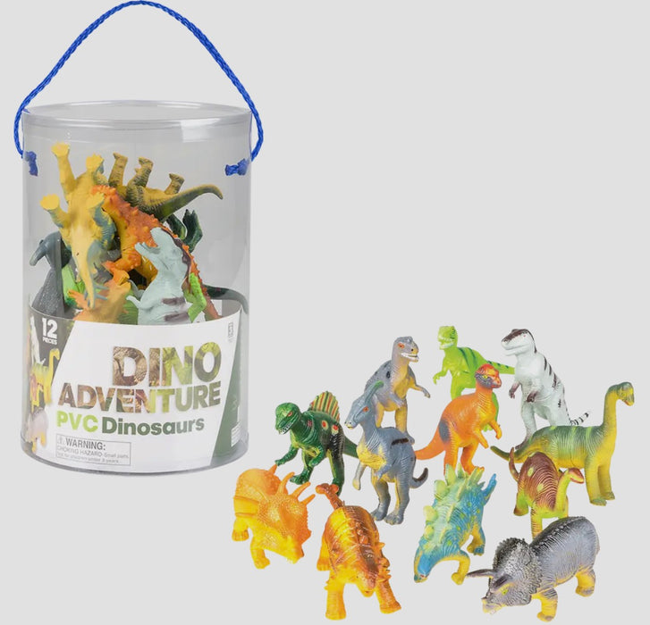 Set of 12 Dinosaurs in a Clear Cannister