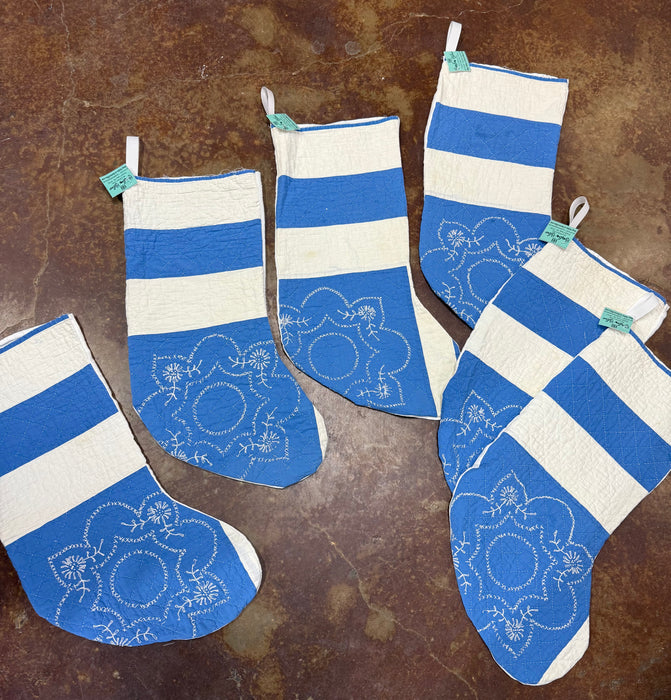 Vintage Quilt Stockings with Vintage Table Cloth Backs - 8 Styles! (Personalization Can Be Added for an Additional $10!)