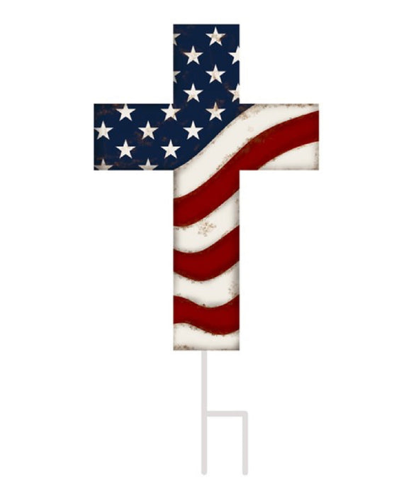 Flag Cross Stake 24"x12"
