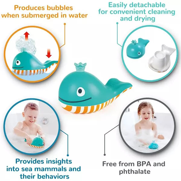 Bubble Blowing Whale: Blue & Yellow Bath Time Toy, 18mo+
