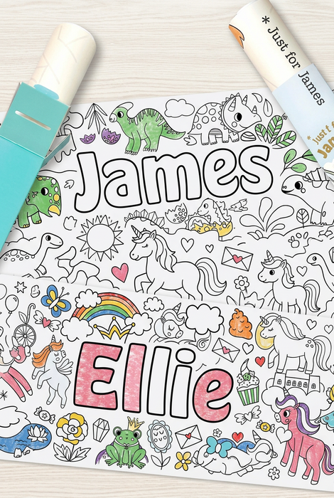Giant Coloring Poster with Names- Find your name or saying!