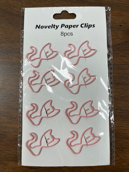 Pink Cat Paper Clip Bookmarks on Cards for Bibles, Books & Journals. Set of 8.