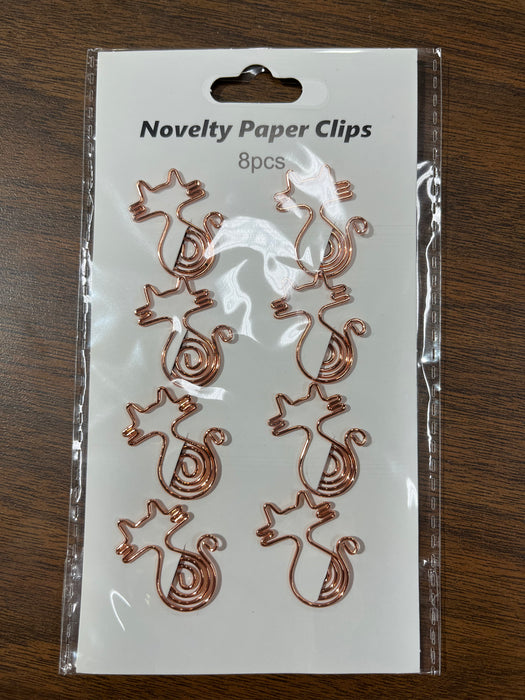 Rose Gold Cat Paper Clip Bookmarks on Cards for Bibles, Books & Journals. Set of 8.