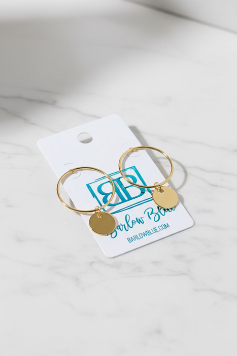 Small Disk Monogram Earrings