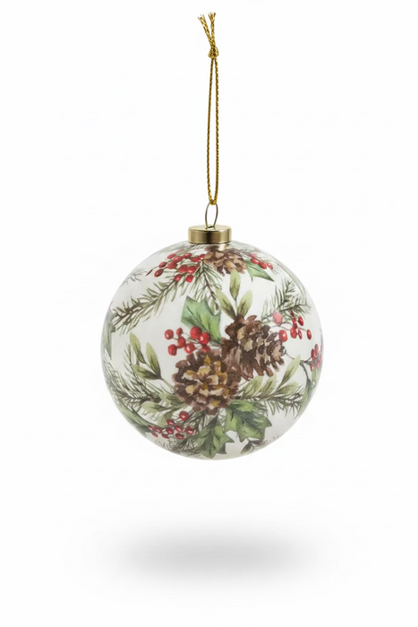 3" Ivory Cardinal Christmas Round Ornaments