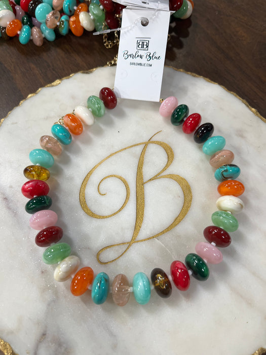 Colorful, Flat Ovals Chunky Beaded Necklace