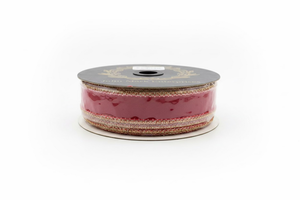 Dupion Splash Metallic Red John Mark Ribbon: 1in wide x 10yd