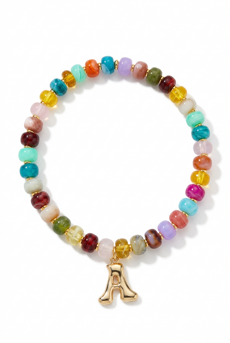 Thick Multicolor Beaded Necklace with A Charm