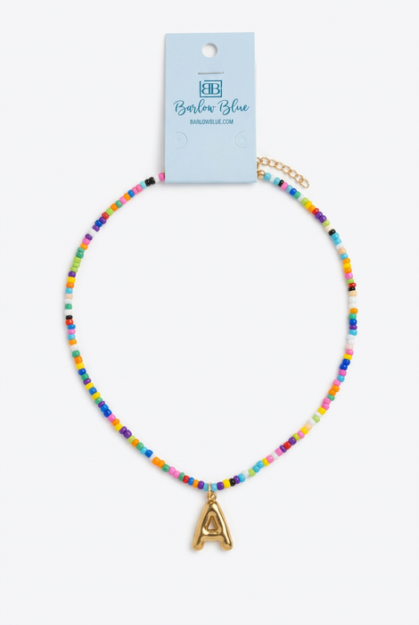 Thin Multicolor Beaded Necklace with A Charm
