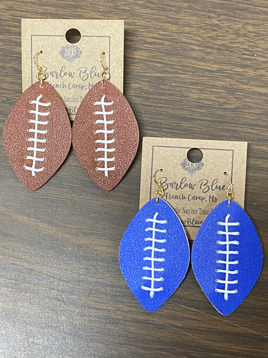 Leather Football Earrings -2 Colors