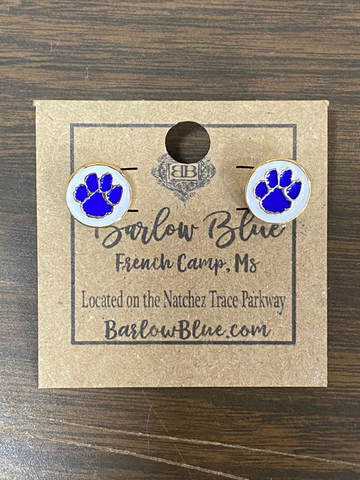 Enamel Paw Print Stud Earrings