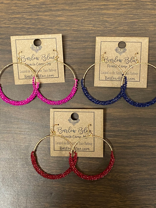 Beaded Circle Earrings -3 Colors