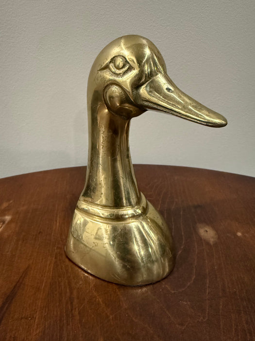 Single Vintage Brass Duck Head Bookend or Doorstop