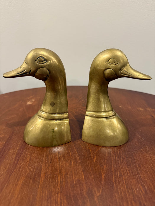 Pair of Vintage Brass Duck Head Bookends