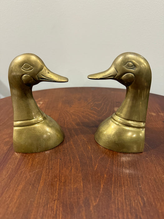Pair of Vintage Brass Duck Head Bookends - Thumbnail 2