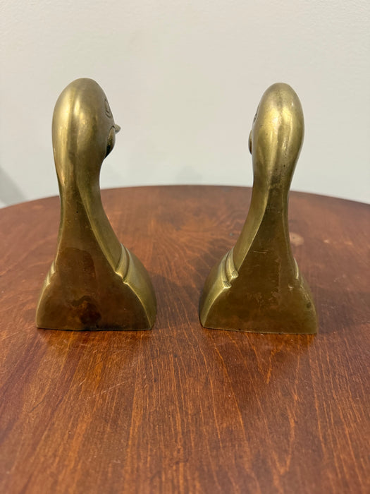 Pair of Vintage Brass Duck Head Bookends - Thumbnail 4
