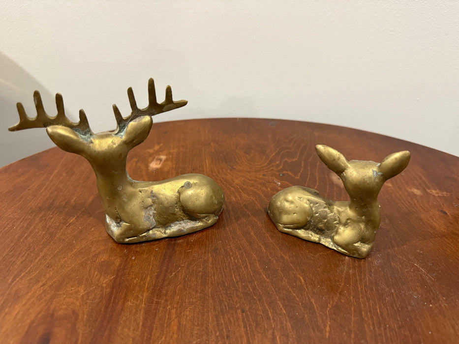 Pair of Vintage Brass Deer – Buck and Doe Figurines