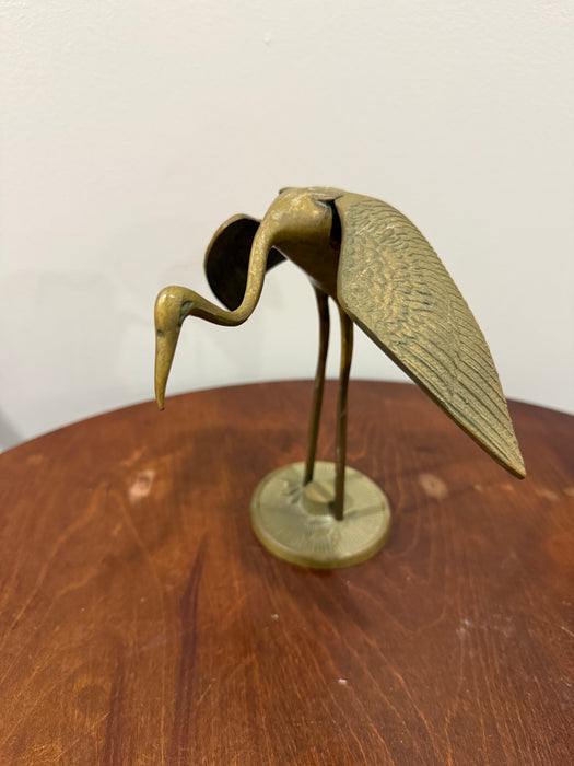Vintage Brass Crane Heron Egret Figurine – Elegant Bird Sculpture
