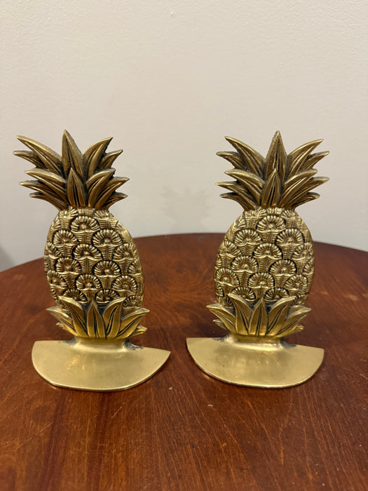 Pair of Vintage Brass Pineapple Bookends