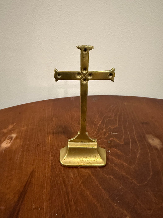 Vintage Brass Cross on Stand