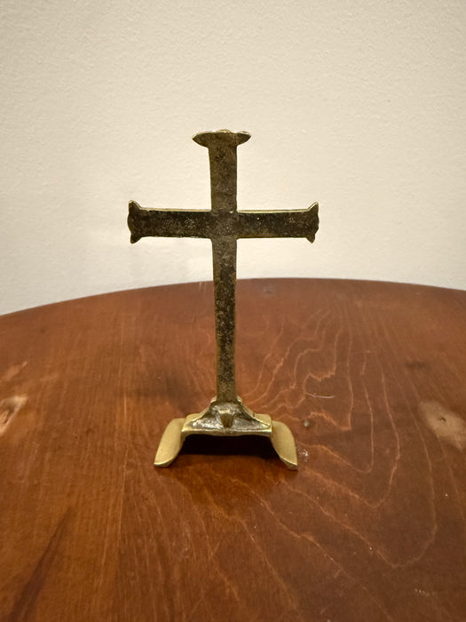 Vintage Brass Cross on Stand
