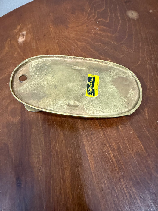 Vintage Brass “At Once” Desk Paperweight & Large Paper Clip – Office Desk Sign