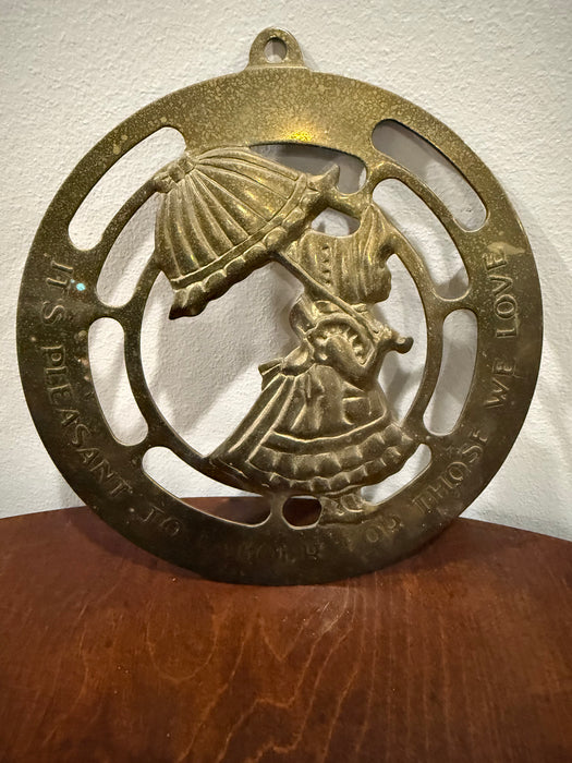 Vintage Brass Wall Plaque – “It’s Pleasant to Labour for Those We Love” - Thumbnail 2