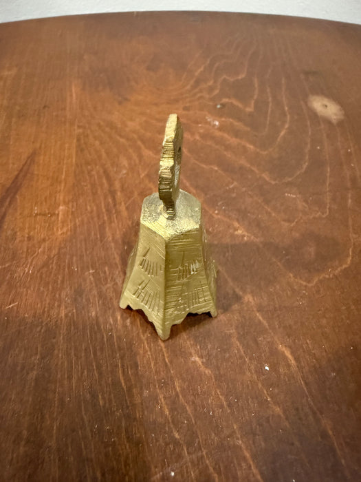 Vintage Brass Pyramid Small Bell – Etched Geometric Design