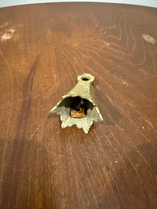 Vintage Brass Pyramid Small Bell – Etched Geometric Design