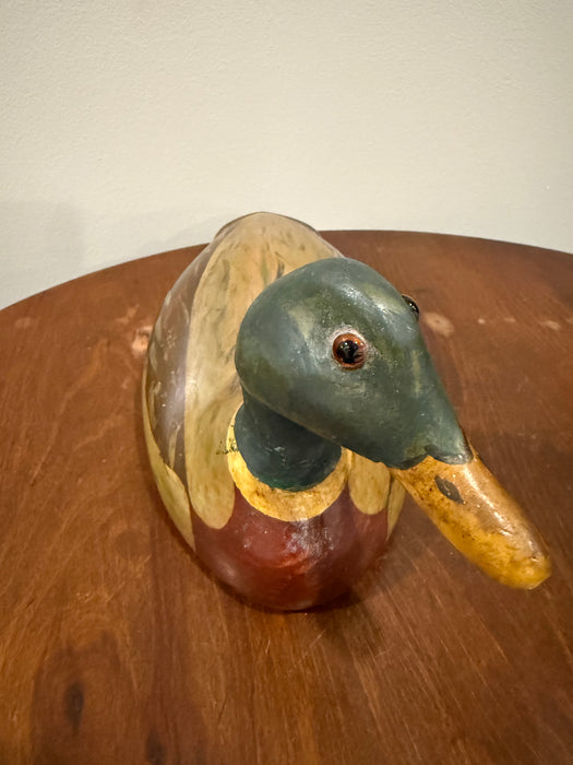 Vintage Hand-Painted Wooden Mallard Duck Decoy – Signed and Dated 1982