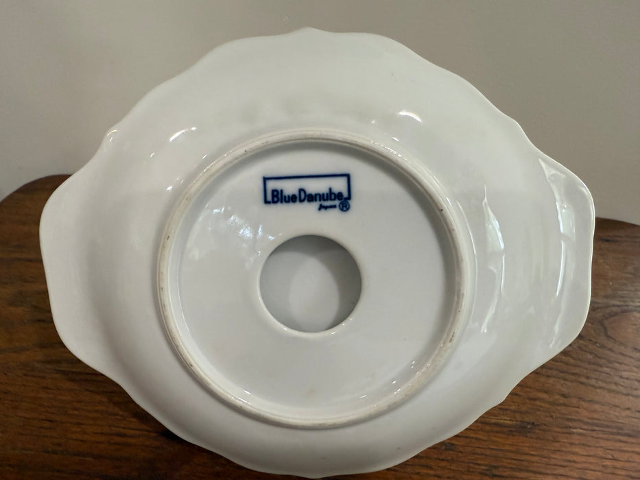 Vintage Blue Danube Blue Onion Porcelain Gravy Boat with Attached Underplate
